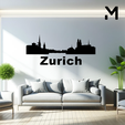 Zurich.png Wall silhouette - City skyline - Zurich