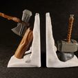 painted-ends.jpg Thunder God Axe and Hammer Bookends