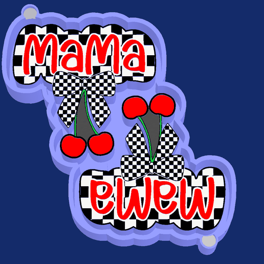 🎉✨ Cherry MAMA Checkered – Freshie, Keychain & Resin Mold - 3D model önizlemesi