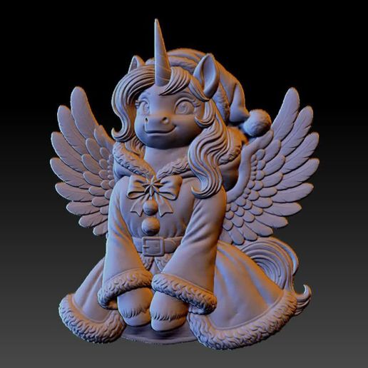 Festive Winged Unicorn Relief STL | Deep & Shallow Set