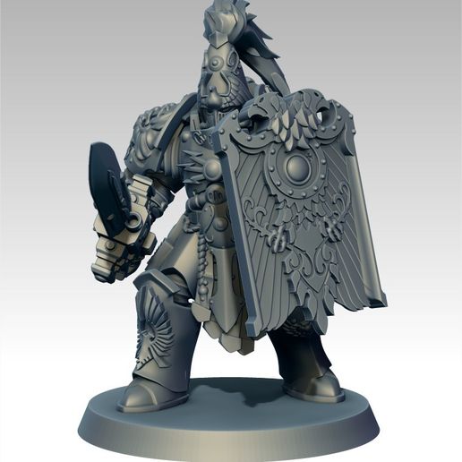 Custard guardian with a sword and board 3D model