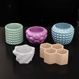 Set-of-5-models-3D-Printed-Geometric-Planter-With-Drainage.png Set of 5 models 3D Printed Geometric Planter With Drainage