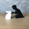 IMG-20240325-WA0043.jpg Boy and his Rabbit for 3D printer or laser cut