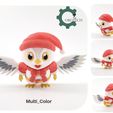 il_fullxfull.5514752594_d59g.jpg Articulated Santa Snow Owl Ornament by Cobotech, Christmas Gift, Holiday Decoration, Unique Holiday Gift