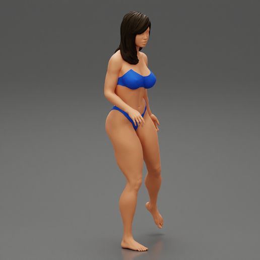 Girl-01.jpg 3D file Pretty Bikini Woman Standing on one Leg 3D print model・3D print model to download, 3DGeshaft