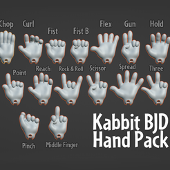 preview.png BJD Posed Hand Pack addon for Kabbit by AelithArt (And other dolls) - 3D Print file .stl