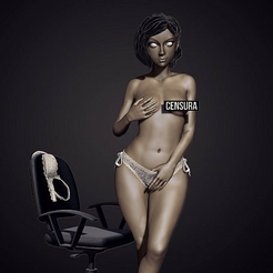 0ca5951e075ea82accb696bdbbc2ee81.png Free STL file Sexy topless girl with a chair・3D printing model to download