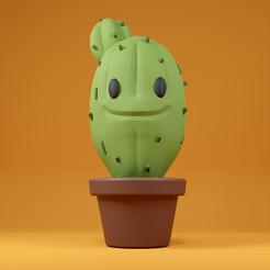 Flowerpotted_Cactus_Orange.png 3D-Datei Blumentöpfe - Flactus・3D-druckbares Modell zum Herunterladen