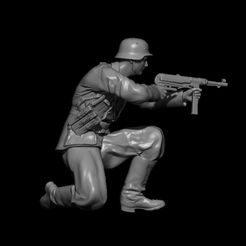BPR_Render2.jpg STL file WW2 GERMAN SOLDIER CROUCHING DOWN SHOOTING・Design to download and 3D print