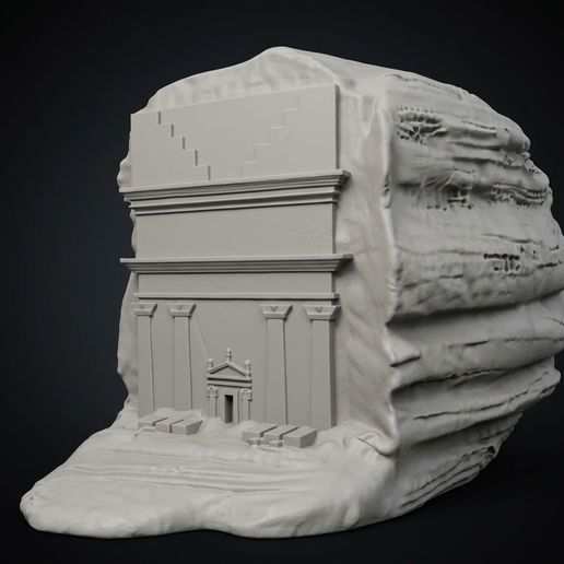 AlUla Rock-Carved Nabataean Temple - Hegra Ancient Tomb Facade 3D Print Model