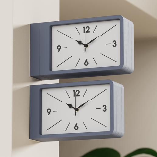 🕰️ QUADRA - Rectangular Double Side Wall Clock - Dulton style