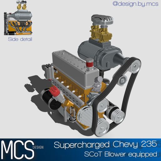 Chev 235 i6 Engine Supercharged Scot - Cults3D 3D Model | 3Drop