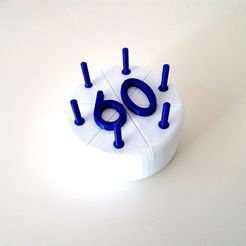 Birthday-Cake-'60'_1.jpg Fichier STL Gâteau d'anniversaire '60・Objet imprimable en 3D à télécharger