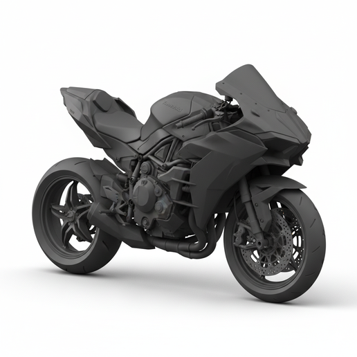 Kawasaki Ninja H2 realistic motorcycle STL, touring motorcycle STL, two stroke motorcycle STL, drag bike STL, motorcycle with rider STL, snap fit motorcycle STL, custom exhaust motorcycle STL, cruiser motorcycle STL, motorcycle gift STL, motorcycle statue