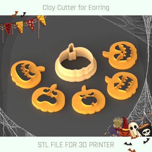 Halloween Pumpkin Set Clay Cutter 3D model