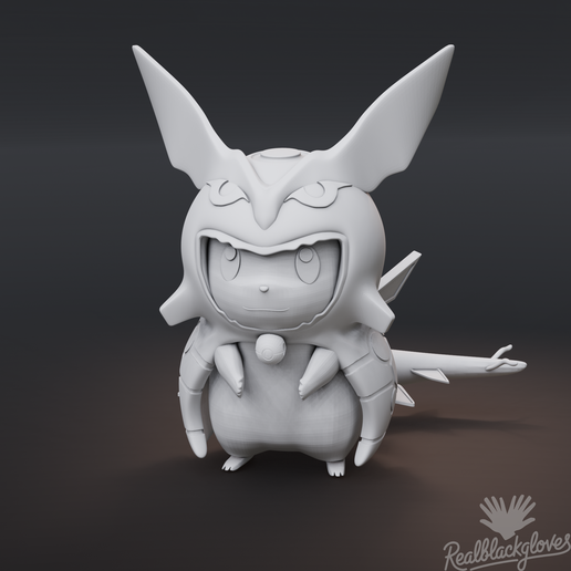 🐉 Poncho Wearing Pikachu Cosplay Rayquaza・ STL File for 3D printing・Cults