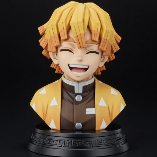 Zenitsu Agatsuma Bust | Demon Slayer STL 3D | Thunder Breathing Chibi | Anime Collectible Resin Figure