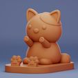 Kawaii-Cat-Phone-Holder-2.jpg Suporte de telemóvel para gato kawaii Modelo para impressão 3D