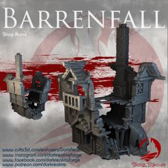 www. cults3d.com/en/users/DarkRealk www.instagram.com/darkrealmsforge ~~ www.facebook.com/darkrealmsforge wwW.patreon.com/darkrealms DARICTREALDS Archivo 3D Dark Realms - Barrenfall - Ruinas de la tienda・Plan imprimible en 3D para descargar