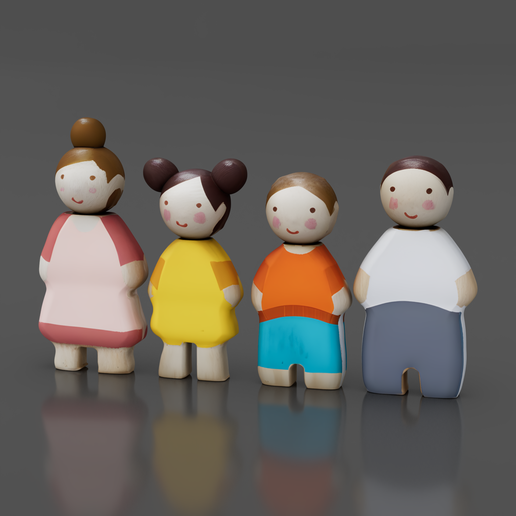 Wooden Toy Family