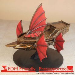 Dreadnought-Spelljammer-ship-thumbnail.jpg STL file Dreadnought Flying Fantasy Ship Model Compatible with DnD Spelljammer・3D printer model to download