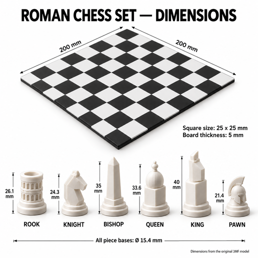 Roman Chess Set – Complete Chessboard and 32 Pieces