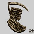 Grim-Reaper-Relief-1.jpg Мрачный Жнец Рельеф STL файл для 3d печати или ЧПУ 3D печать модели