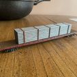 56338dbe-ce7a-4ce5-9e55-e4f133d51b73.JPEG HO Scale 75ft Flatcar Freight Train car with a Pipe Load