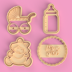 baby-shower-girl-render.png STL file baby shower girl cookie cutters / baby shower girl cookie cutters・3D print object to download, PG_25