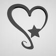 heart-star-1.jpg Silhouette du symbole du coeur et de l'étoile, Calligraphique Forme du coeur avec étoile, contour du coeur, pendentif, décoration du coeur et de l'étoile, Lot de 3
