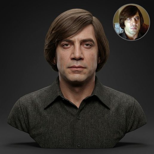 Javier Bardem Anton Chigurh 3D Printable Bust
