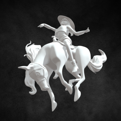 3.png Cowgirl and Bucking Horse STL