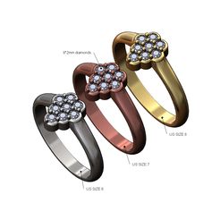 8*2mm diamonds US SIZE 8 US SIZE 7 US SIZE 6 Archivo STL Anillo de diamantes en forma de racimo de pera tallas 6 7 8 modelo de impresión 3D・Objeto imprimible en 3D para descargar