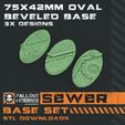 75X42MM OVAL BEVELED 3X DESIGNS STL Soe ay he Sewer Themed 28mm Scale Base Collection