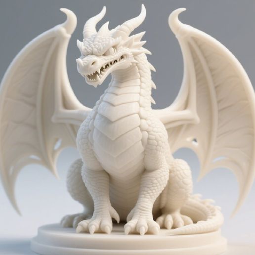045 Menacing Fairytale Dragon in Ivory 3D model