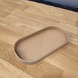 Desk-Tray-Brown1.jpg Vassoio ovale da scrivania con inserto antiscivolo in TPU