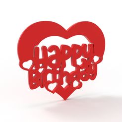 untitled.28.jpg STL file Happy Birthday Heart - Great gift・3D print object to download