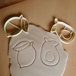 limon-palta.jpeg x2 lemon and avocado cookie cutter, dough - guacamole