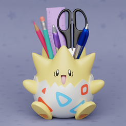 togepiplanter01.png Файл 3D Держатель для ручки Togepi Pokemon Planter・Дизайн для загрузки и 3D-печати
