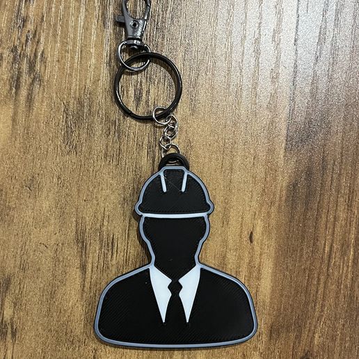 Construction Worker Silhouette Keychain