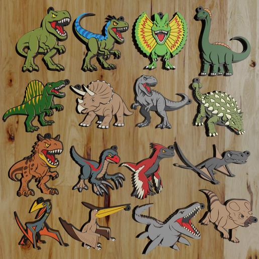 🗝️ PACK 16 KEYCHAIN KEYRINGS / KEYCHAIN DINOSAURS, jurassic