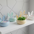 5.png Пасхальный кролик ухо горшок STL - Пасхальный кролик конфеты чаша | весна декор стола | суккулент растения держатель | домашний декор STL файл