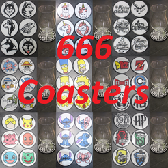 666-Coasters.png Fichier 3D 666 Coaster Pack・Objet imprimable en 3D à télécharger