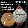 Vignette.png STL file ItsLitho "Creamy" personalized lithophane Christmas ball・3D printable model to download