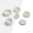 asfsfasf.png Heptagon Clay Cutter, Geometric Shape Polymer Clay Earring Cutter, 2 Cutter Version, 5 Sizes Included, Digital STL File, No: 976
