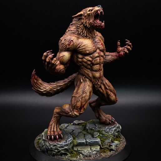 Werewolf Hunter – Fantasy Miniature STL (32mm Tabletop RPG)