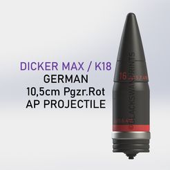 🐅 WW2 German Tiger 8.8cm Pzgr.39 AP Shell・ 3D File for 3D