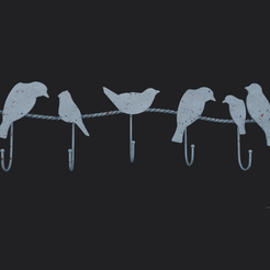 E9344C8B-4E67-4B93-AFF0-F857131F8DFD.png Archivo STL percha con pájaros, decoración de pared・Diseño imprimible en 3D para descargar