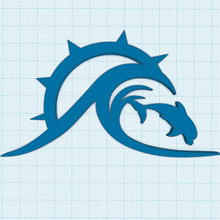 sea-logo-dolphin.png STL file Sea logo, sun, water and dolphin silhouettes, travel, holiday, wall decoration・3D printable model to download