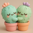 1.png Обнимающаяся пара кактусов - декор на День святого Валентина, милый подарок для дома и офиса, 3D-печатный STL-файл с возможностью разделения и соединения.